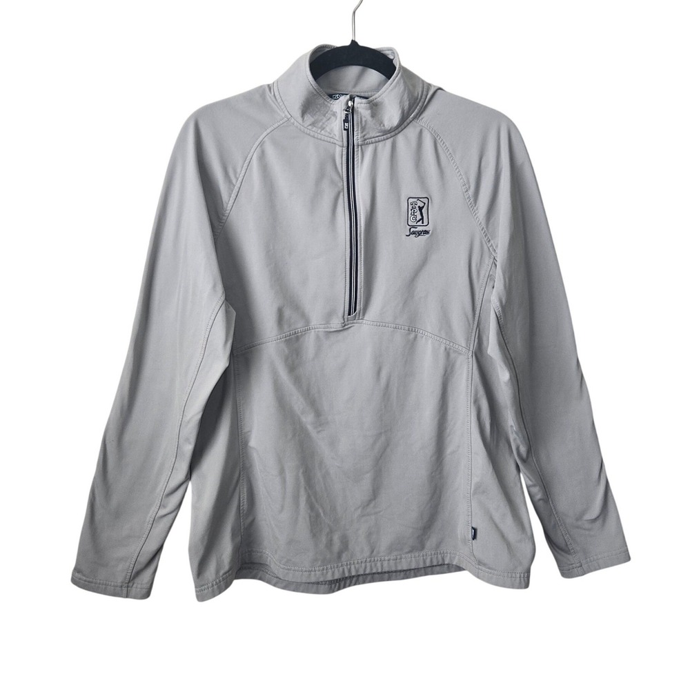 Cutter & Buck TPC Sawgrass Golf Womens Grey Quarter Zip Pullover Jacket Preppy L